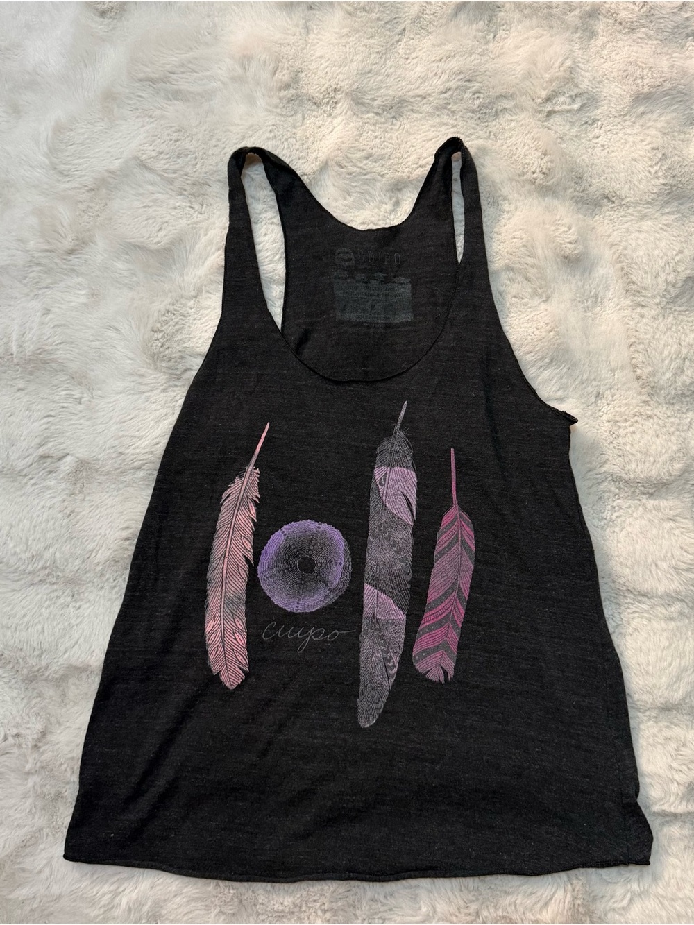 Cuipo Boho Feather Racerback Tank Top